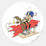 Wile E. Coyote Launching Red Rocket Round Stickers