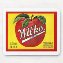 Wilko Brand Apples Vintage Label mousepads by scenesfromthepast Wilko Brand Apples Vintage Label mousepads