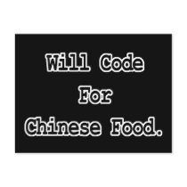 will code for chinese food post card