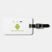 Will Code For Food (Android Software Developer) Tags For Bags