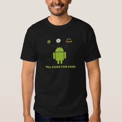Will Code For Food  Android Software Developer  Tee Shirt