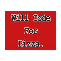 will code for pizza postcards