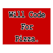 will code for pizza postcards
