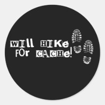 Will Hike For Cache! Stickers