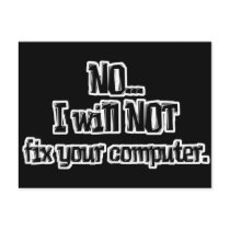 Will NOT Fix Your Computer Postcard