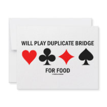 Will Play Duplicate Bridge For Food Announcements