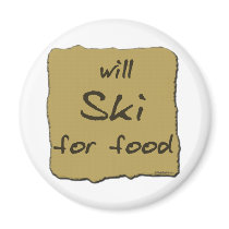 Will Ski For Food magnets by Mall4MyLife Will Ski For Food magnets