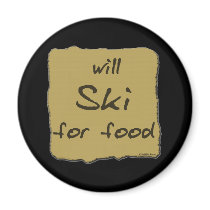 Will Ski For Food magnets by Mall4MyLife Will Ski For Food magnets