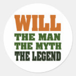 WILL - the Man, the Myth, the Legend Round Stickers
