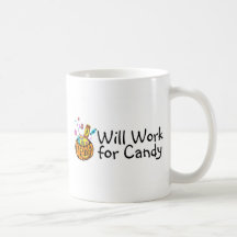 Will Work For Halloween Candy Coffee Mug