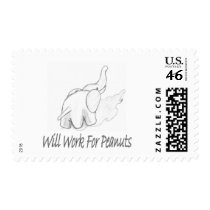 Will Work For Peanuts postage