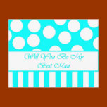 Will You Be My Best Man Aqua Postcard