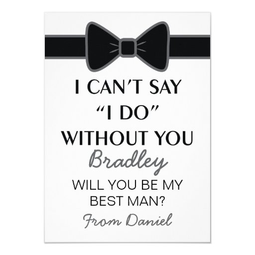 Will You Be My Best Man Black Bow Tie Personalised Invitation