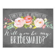 pink floral flowery bridesmaid invitaion