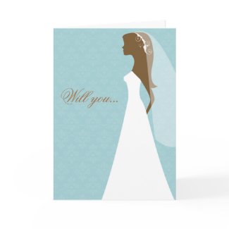 Will you be my bridesmaid card (blue) zazzle_card