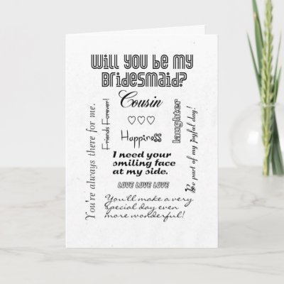 Will You Be My Bridesmaid, Cousin Greeting Cards