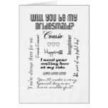 Will You Be My Bridesmaid, Cousin Greeting Cards