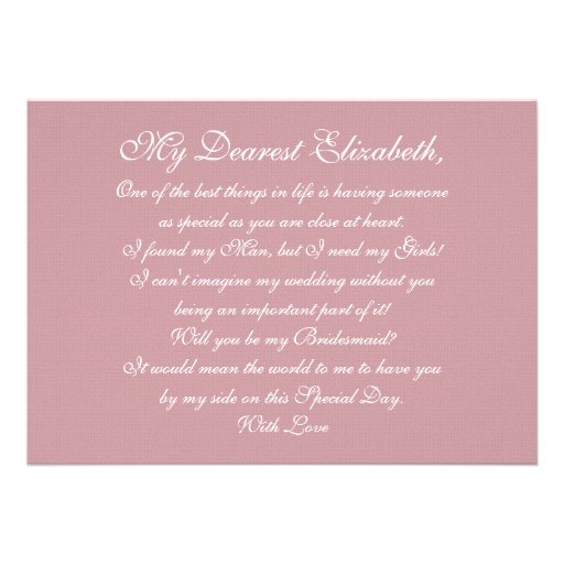Will you be my Bridesmaid? Custom Invitation Cards