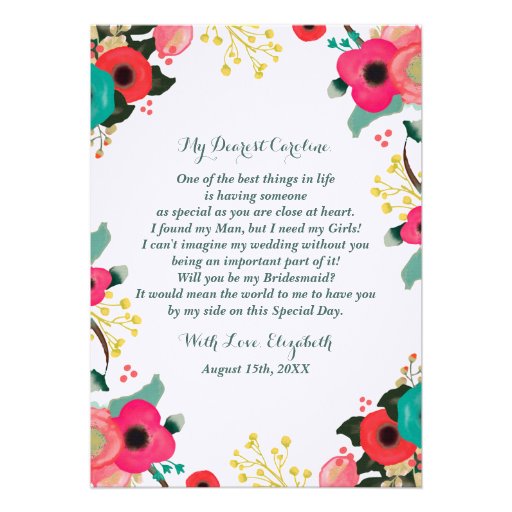 Will you be my Bridesmaid? Custom Invitation Cards