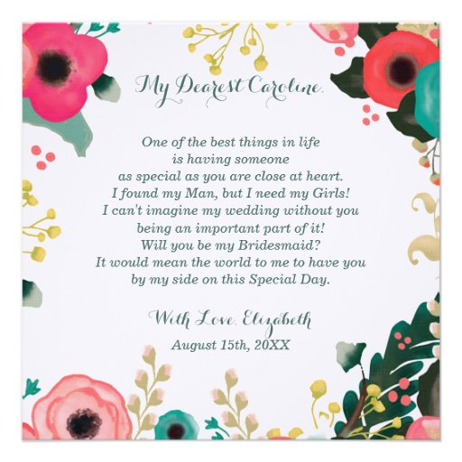 Will you be my Bridesmaid? Custom Invitation Cards