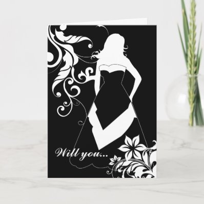 will you be my bridesmaid? : flowered silhouette : cards