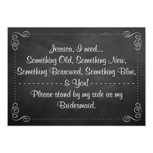 Will You Be My Bridesmaid? Ornate Chalkboard Cards