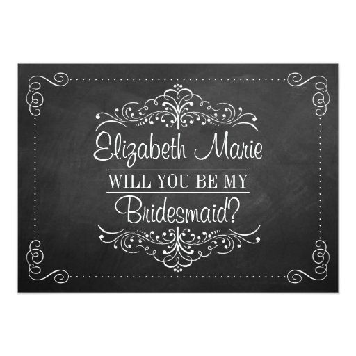 Will You Be My Bridesmaid? Ornate Chalkboard Cards