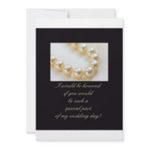 will you be my bridesmaid - pearls on black custom invites
