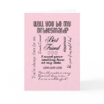 Will You Be My Bridesmaid, Pink, Best Friend Greeting Cards
