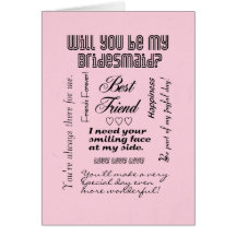 Will You Be My Bridesmaid, Pink, Best Friend Greeting Cards