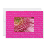 will you be my bridesmaid pink gerbera on pink let invitations