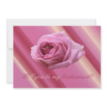 Will you be my bridesmaid pink rose on stripes custom invitation