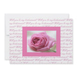 Will you be my bridesmaid pink white personalized invitation