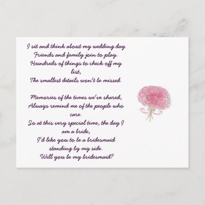 Will you be my bridesmaid? post card