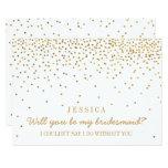 Will You Be My Bridesmaid? Vintage Gold Confetti Card