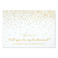 bridemaid pretty dainty sparkly Gold Confetti 5x7 Paper Invitation Card