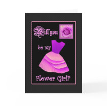 Will You Be My Flower Girl? Purple Dress and Rose cards