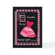 Will You Be My Flower Girl? RED Dress and Swans card