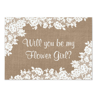 Will You Be My Flower Girl Rustic Burlap Lace 5x7 Paper Invitation Card Will You Be My Flower Template