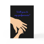 will you be my godparents card in blue