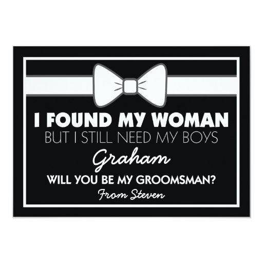 Will You Be My Groomsman Black/White Bow Tie Card | Zazzle