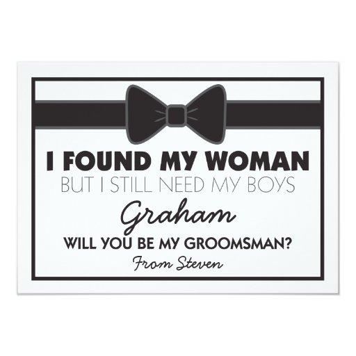 Will You Be My Groomsman Black/White Bow Tie Invite