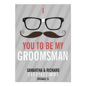 Will you be my Groomsman Geek Glasses invite 5