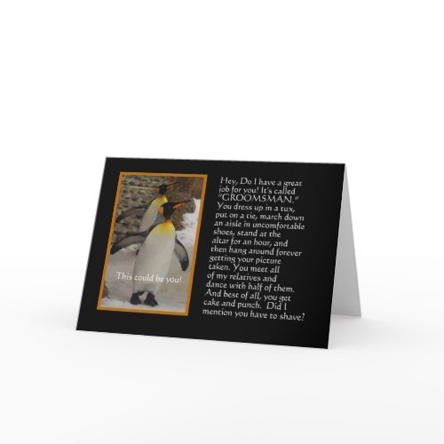 Will You Be My Groomsman? Penguin Humor Card card