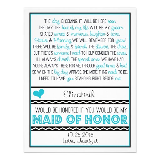 Will you be my Maid of Honor? Blue/Black Poem V2 Announcements