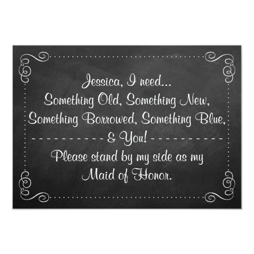 Will You Be My Maid Of Honor? Chalkboard Cards