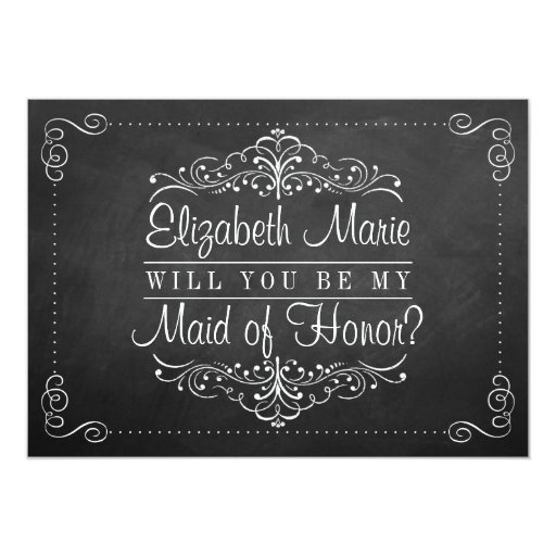 Will You Be My Maid Of Honor? Chalkboard Cards