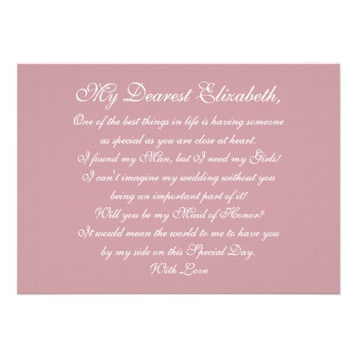 Will you be my Maid of Honor? Custom Invitations