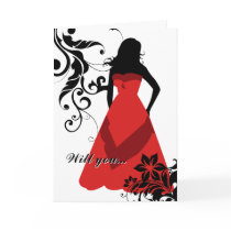 will you be my maid of honor? : elegant silhouette cards