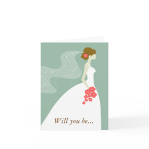 Will You Be My Maid of Honor? Green Brown Card